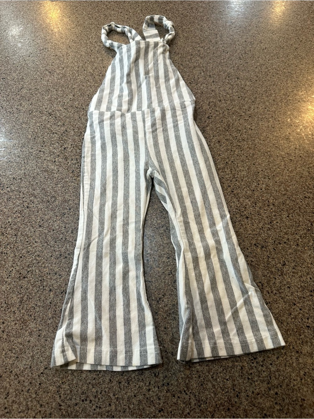 Striped Gray & White Cotton Jumpsuit